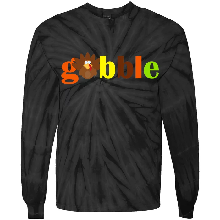 Gobble Cute Turkey Thanksgiving Tie-Dye Long Sleeve Shirt