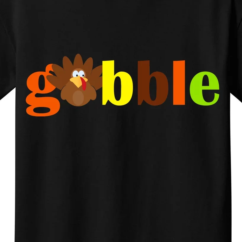 Gobble Cute Turkey Thanksgiving Kids T-Shirt