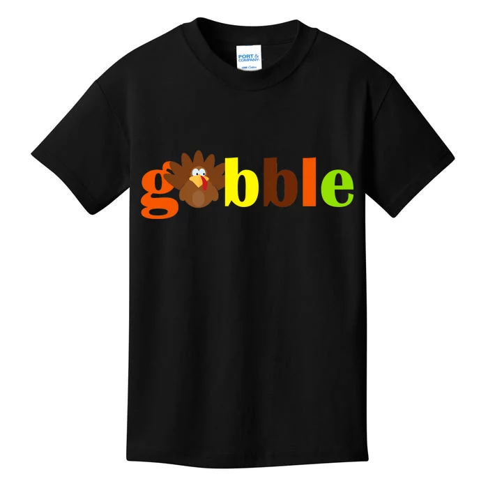 Gobble Cute Turkey Thanksgiving Kids T-Shirt