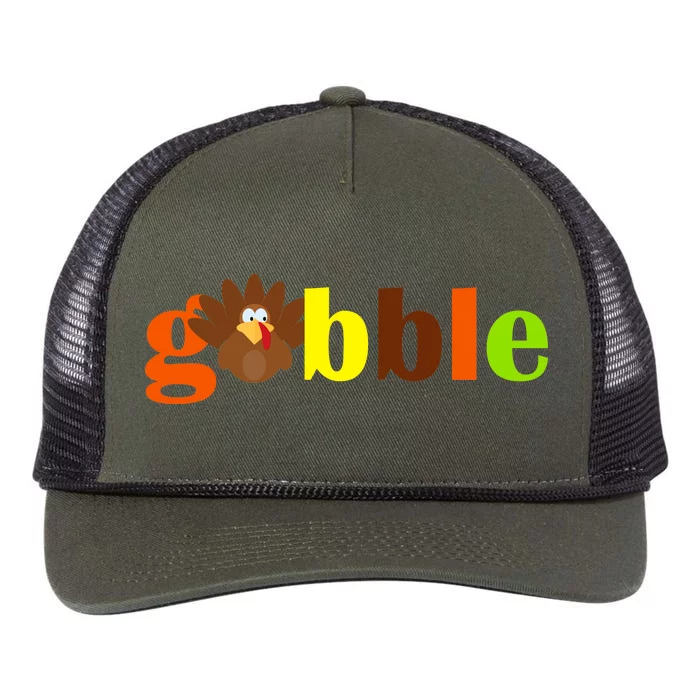 Gobble Cute Turkey Thanksgiving Retro Rope Trucker Hat Cap