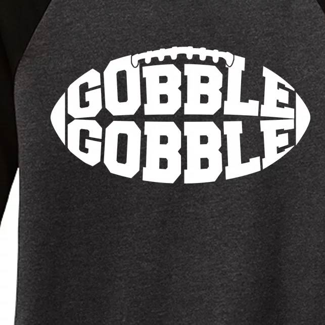 Gobble Gobble Football Women's Tri-Blend 3/4-Sleeve Raglan Shirt