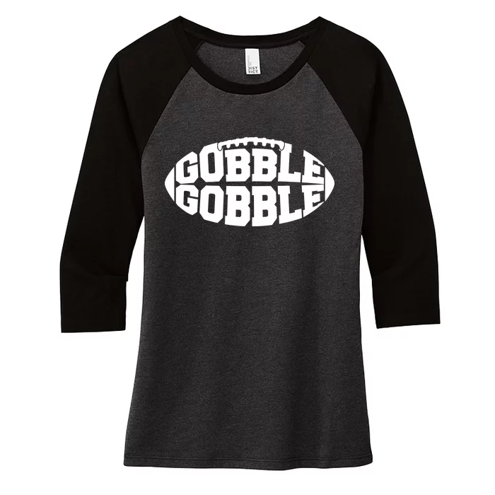 Gobble Gobble Football Women's Tri-Blend 3/4-Sleeve Raglan Shirt