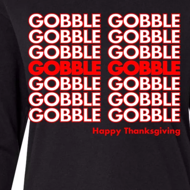 Gobble Gobble Retro Happy Thanksgiving Womens Cotton Relaxed Long Sleeve T-Shirt