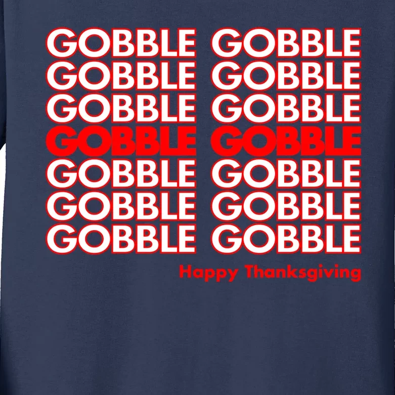 Gobble Gobble Retro Happy Thanksgiving Kids Long Sleeve Shirt