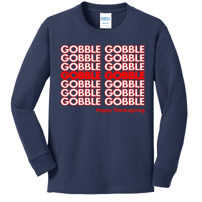 Gobble Gobble Retro Happy Thanksgiving Kids Long Sleeve Shirt