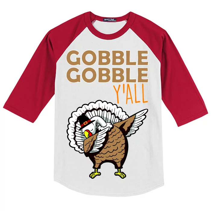 Gobble Gobble Y'all Turkey Kids Colorblock Raglan Jersey