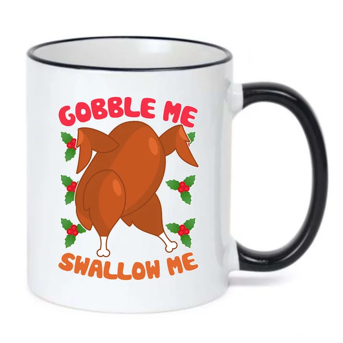 Gobble Me Swallow Me Dancing Turkey Black Color Changing Mug