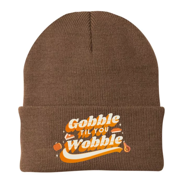 Gobble Til You Wobble Funny Thanksgiving Knit Cap Winter Beanie