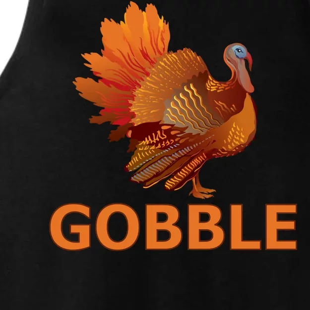 Gobble Turkey Thanksgiving Ladies Tri-Blend Wicking Tank