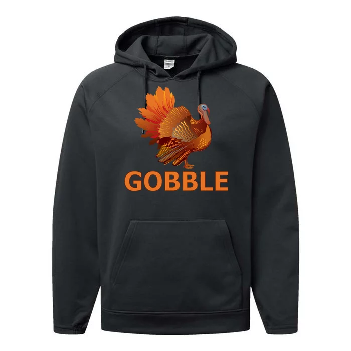 Gobble Turkey Thanksgiving Performance Fleece Hoodie