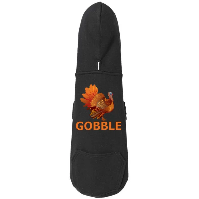 Gobble Turkey Thanksgiving Doggie 3-End Fleece Hoodie