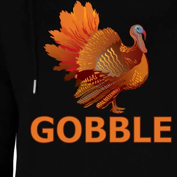 Gobble Turkey Thanksgiving Womens Funnel Neck Pullover Hood