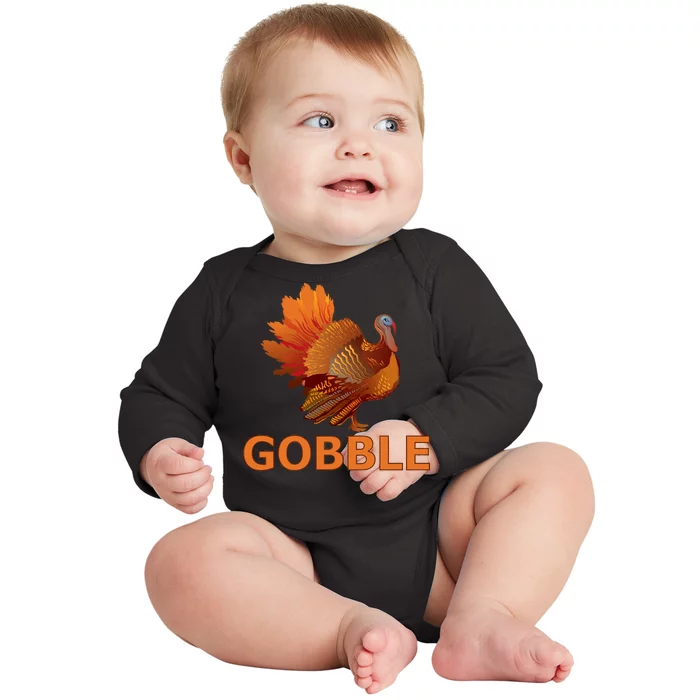 Gobble Turkey Thanksgiving Baby Long Sleeve Bodysuit