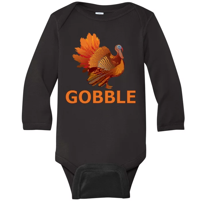 Gobble Turkey Thanksgiving Baby Long Sleeve Bodysuit