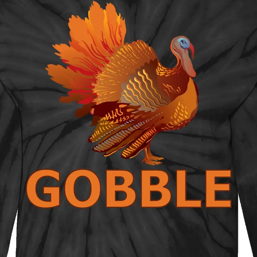 Gobble Turkey Thanksgiving Tie-Dye Long Sleeve Shirt