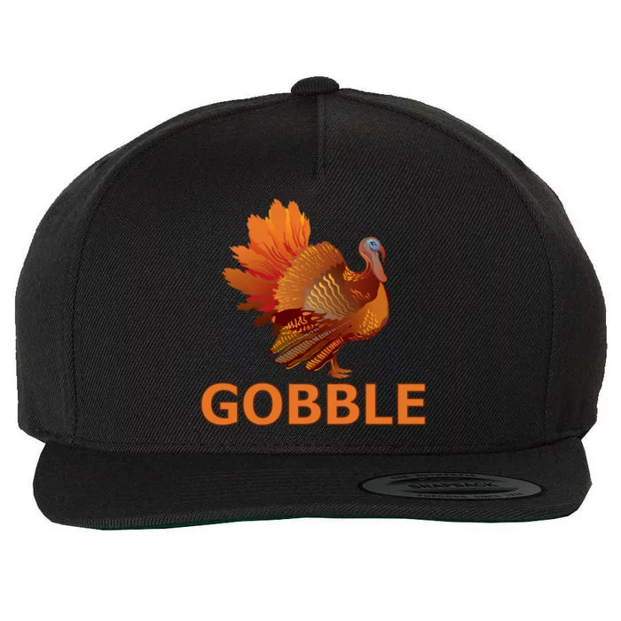 Gobble Turkey Thanksgiving Wool Snapback Cap