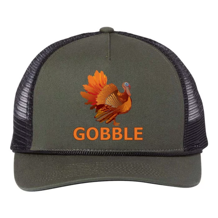 Gobble Turkey Thanksgiving Retro Rope Trucker Hat Cap