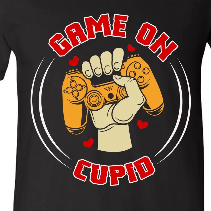 Game On Cupid Video Gaming Valentine V-Neck T-Shirt