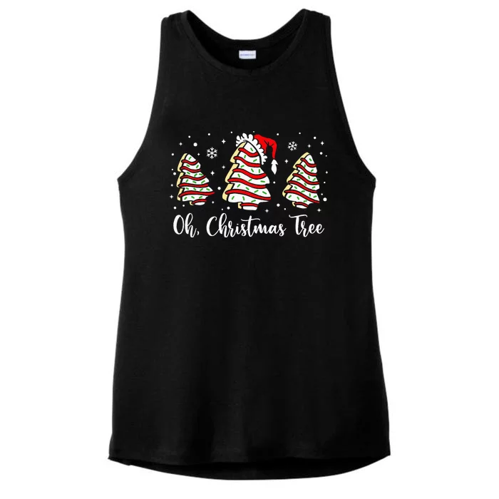 Groovy Oh Christmas Tree Cakes Debbie Becky Jen Cake Lovers Ladies Tri-Blend Wicking Tank