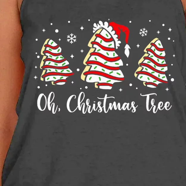 Groovy Oh Christmas Tree Cakes Debbie Becky Jen Cake Lovers Women's Knotted Racerback Tank