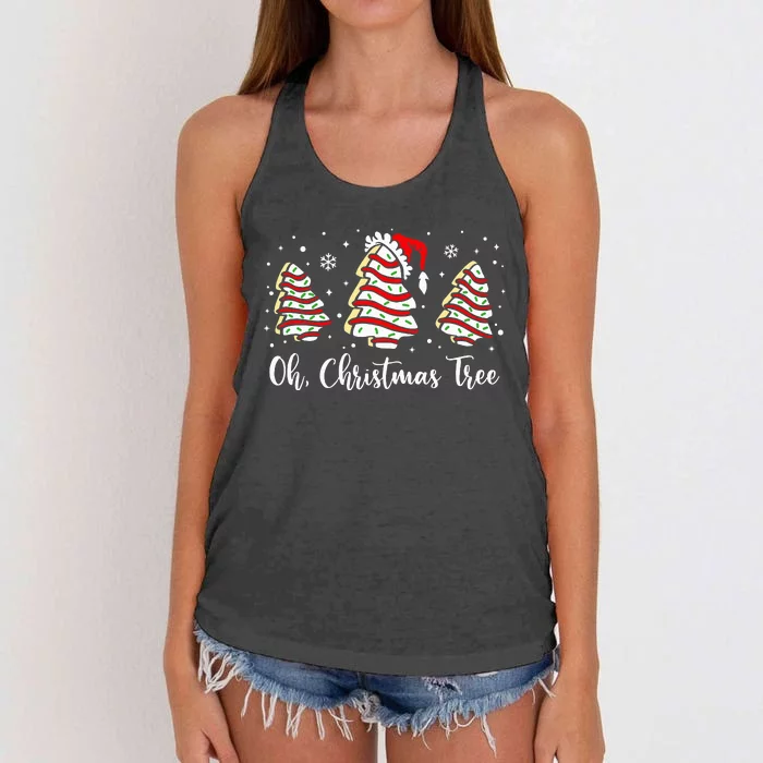 Groovy Oh Christmas Tree Cakes Debbie Becky Jen Cake Lovers Women's Knotted Racerback Tank