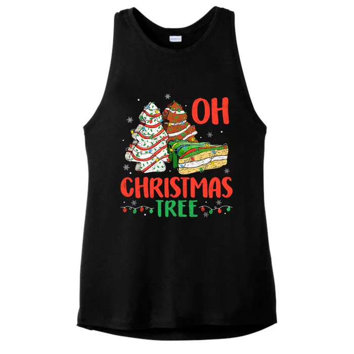 Groovy Oh Christmas Tree Cakes Debbie Becky Jen Cake Lovers Ladies Tri-Blend Wicking Tank