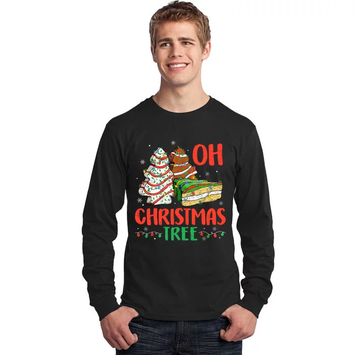 Groovy Oh Christmas Tree Cakes Debbie Becky Jen Cake Lovers Tall Long Sleeve T-Shirt