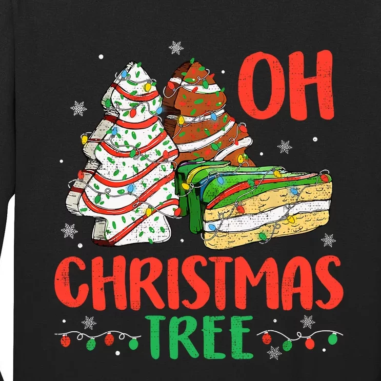 Groovy Oh Christmas Tree Cakes Debbie Becky Jen Cake Lovers Tall Long Sleeve T-Shirt