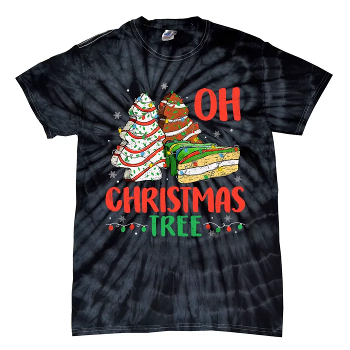 Groovy Oh Christmas Tree Cakes Debbie Becky Jen Cake Lovers Tie-Dye T-Shirt