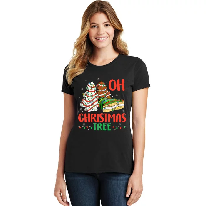 Groovy Oh Christmas Tree Cakes Debbie Becky Jen Cake Lovers Women's T-Shirt