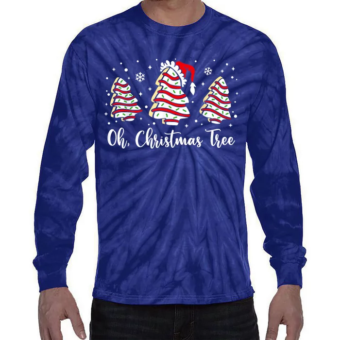 Groovy Oh Christmas Tree Cakes Debbie Becky Jen Cake Lovers Tie-Dye Long Sleeve Shirt