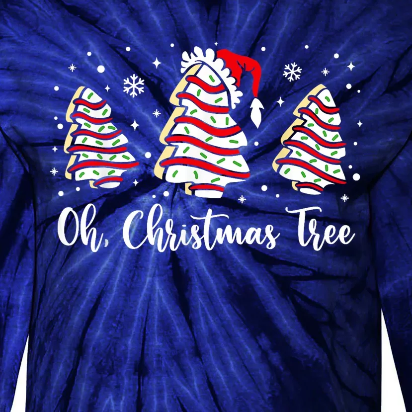 Groovy Oh Christmas Tree Cakes Debbie Becky Jen Cake Lovers Tie-Dye Long Sleeve Shirt