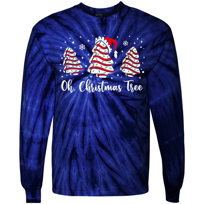 Groovy Oh Christmas Tree Cakes Debbie Becky Jen Cake Lovers Tie-Dye Long Sleeve Shirt