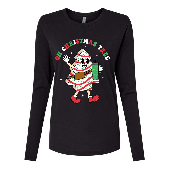 Groovy Oh Christmas Tree Cakes Debbie Becky Jen Cake Lovers Womens Cotton Relaxed Long Sleeve T-Shirt