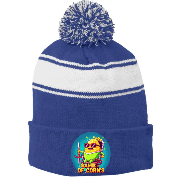 Game Of Corns Corn Cob Farmer Nerd Geek Cute Gift Stripe Pom Pom Beanie