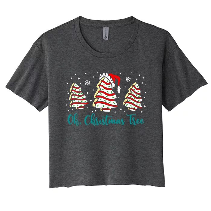 Groovy Oh Christmas Tree Cakes Debbie Becky Jen Cake Lovers Women's Crop Top Tee