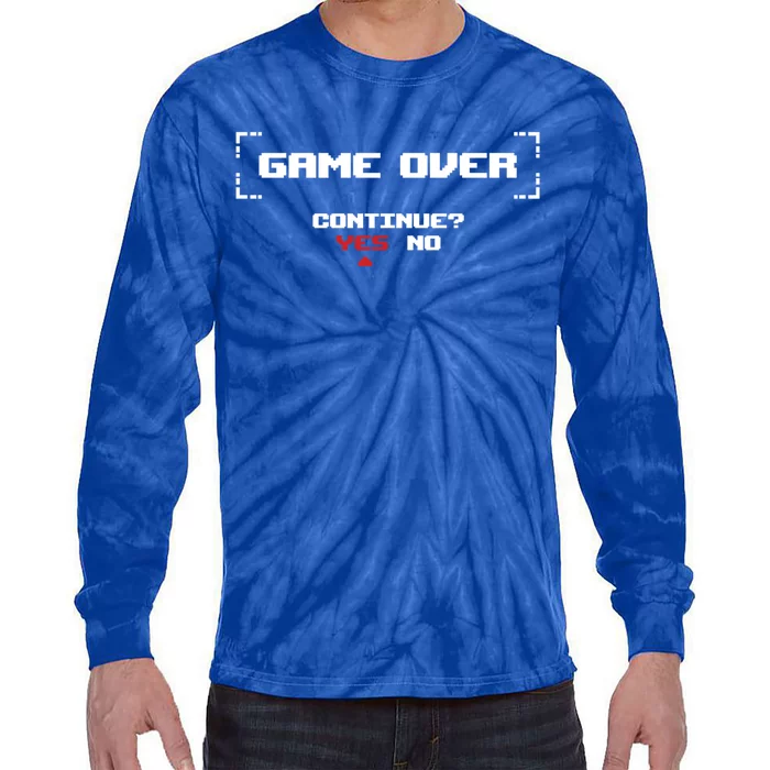 Game Over Continue Retro Gaming Cute Gift Tie-Dye Long Sleeve Shirt