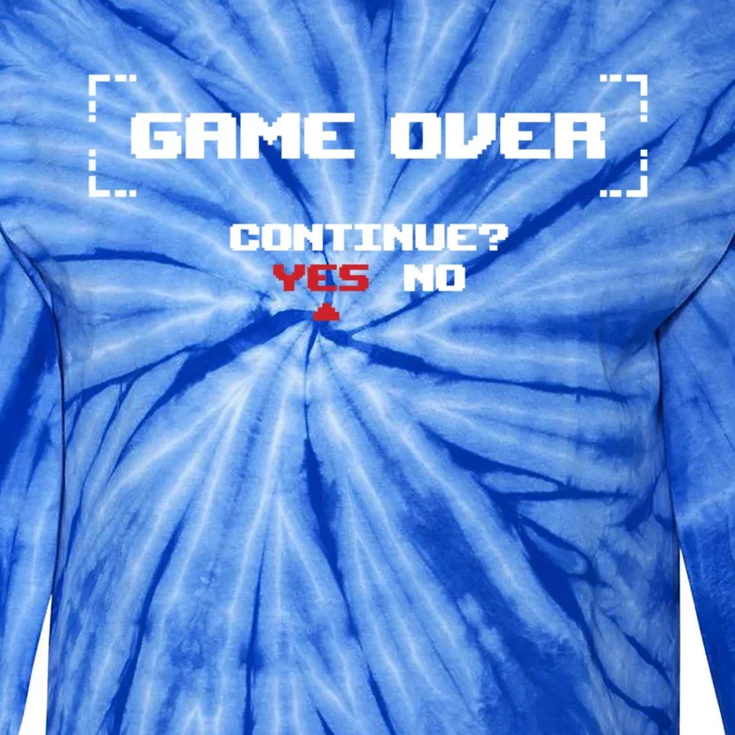 Game Over Continue Retro Gaming Cute Gift Tie-Dye Long Sleeve Shirt