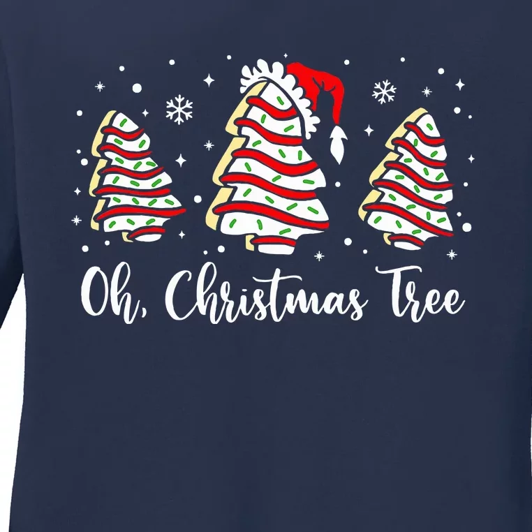 Groovy Oh Christmas Tree Cakes Debbie Becky Jen Cake Lovers Ladies Long Sleeve Shirt