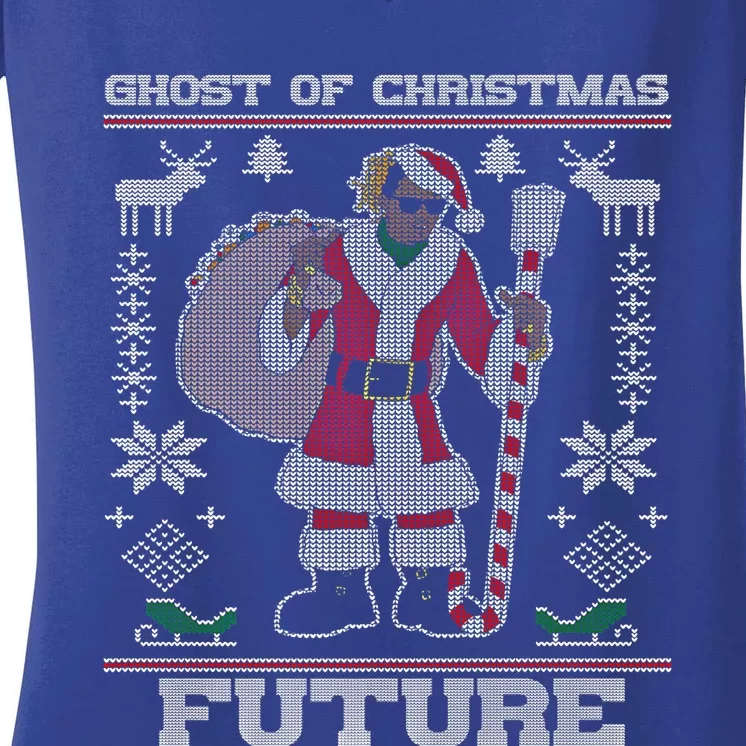 Ghost Of Christmas Future Ugly Christmas Sweater Rap Gift Women's V-Neck T-Shirt