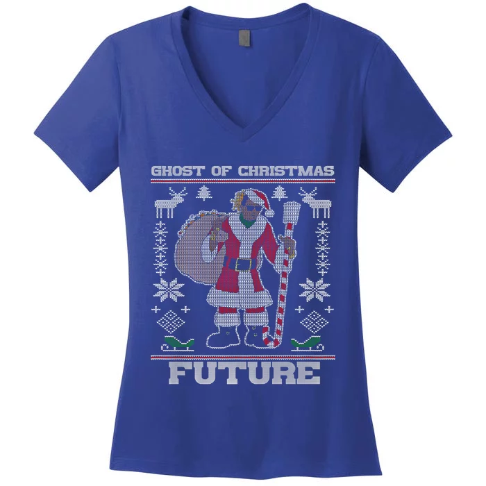 Ghost Of Christmas Future Ugly Christmas Sweater Rap Gift Women's V-Neck T-Shirt