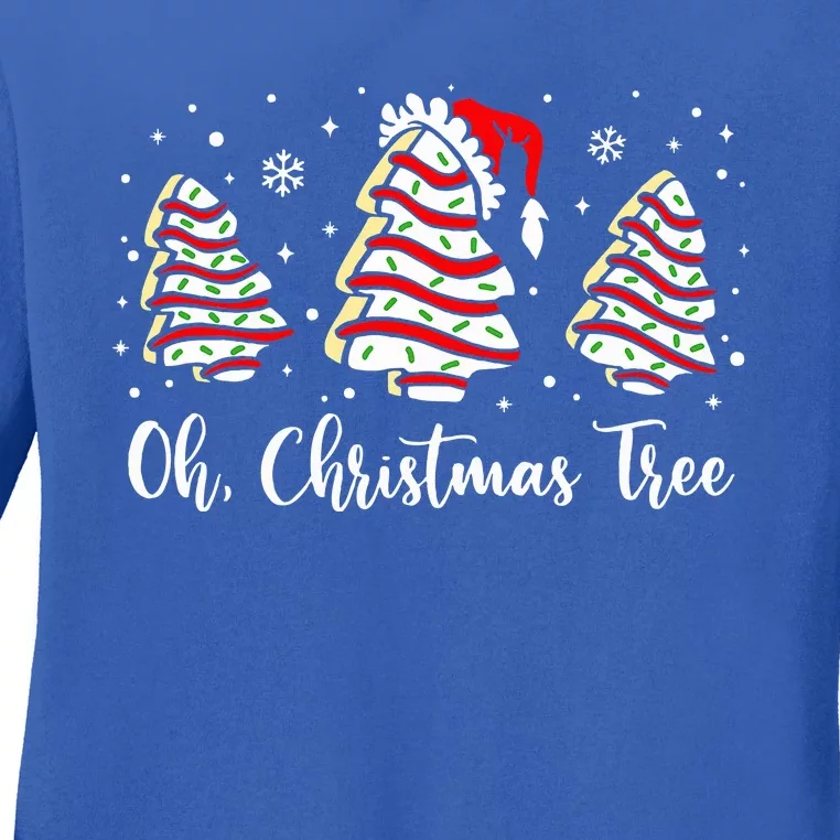 Groovy Oh Christmas Tree Cakes Debbie Becky Jen Cake Lovers Ladies Long Sleeve Shirt