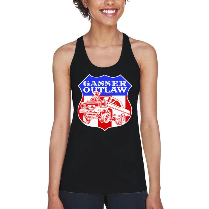 Gasser Outlaw Class Vintage Drag Racing Race Car Women's Racerback Tank