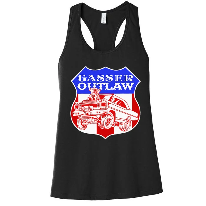 Gasser Outlaw Class Vintage Drag Racing Race Car Women's Racerback Tank