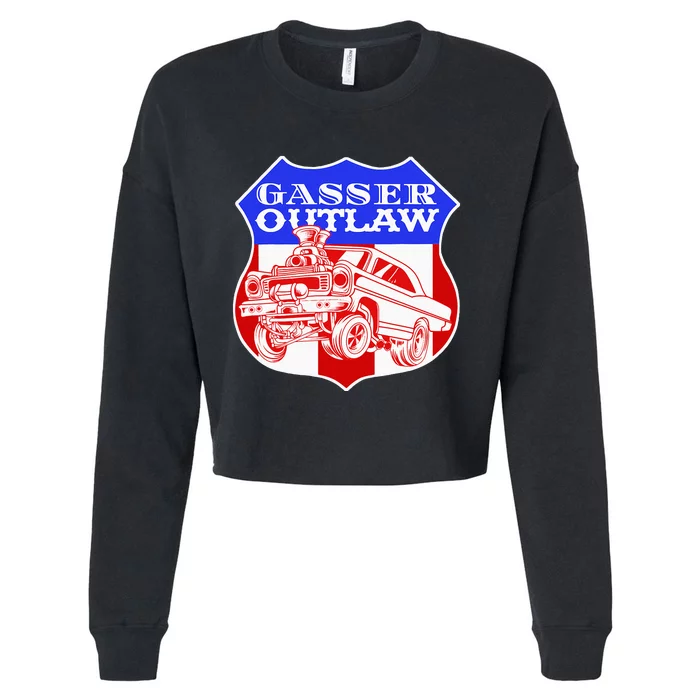 Gasser Outlaw Class Vintage Drag Racing Race Car Cropped Pullover Crew