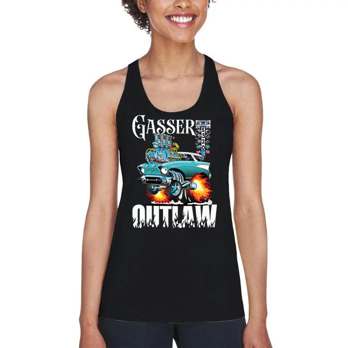 Gasser Outlaw Class Vintage Drag Racing Race Car Women's Racerback Tank