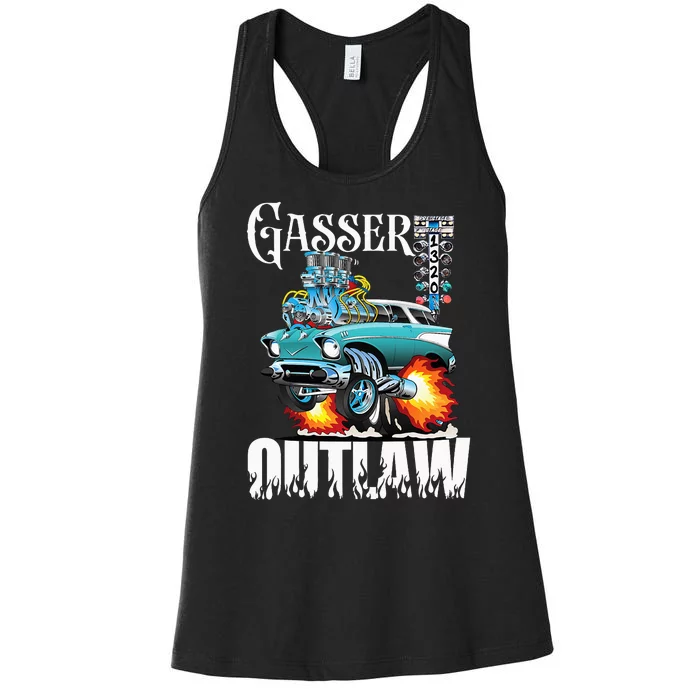 Gasser Outlaw Class Vintage Drag Racing Race Car Women's Racerback Tank