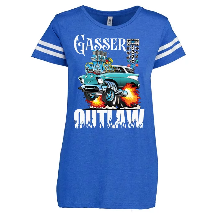 Gasser Outlaw Class Vintage Drag Racing Race Car Enza Ladies Jersey Football T-Shirt