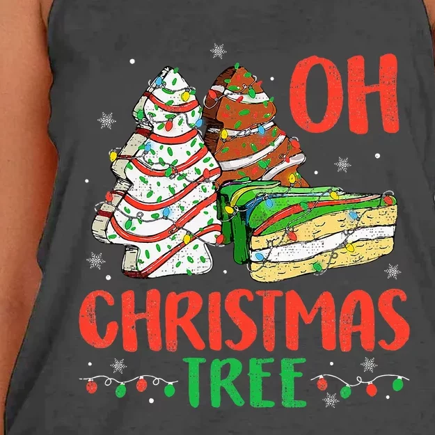 Groovy Oh Christmas Tree Cakes Debbie Becky Jen Cake Lovers Women's Knotted Racerback Tank