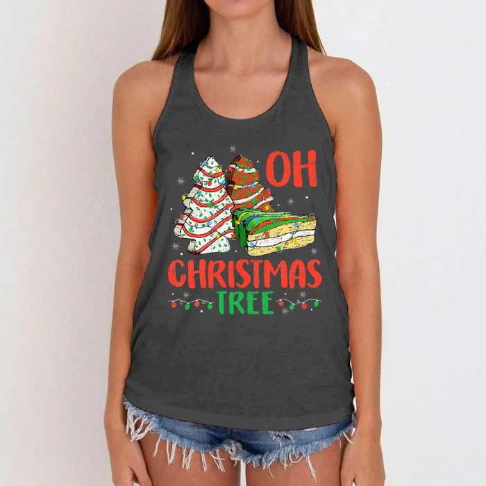 Groovy Oh Christmas Tree Cakes Debbie Becky Jen Cake Lovers Women's Knotted Racerback Tank